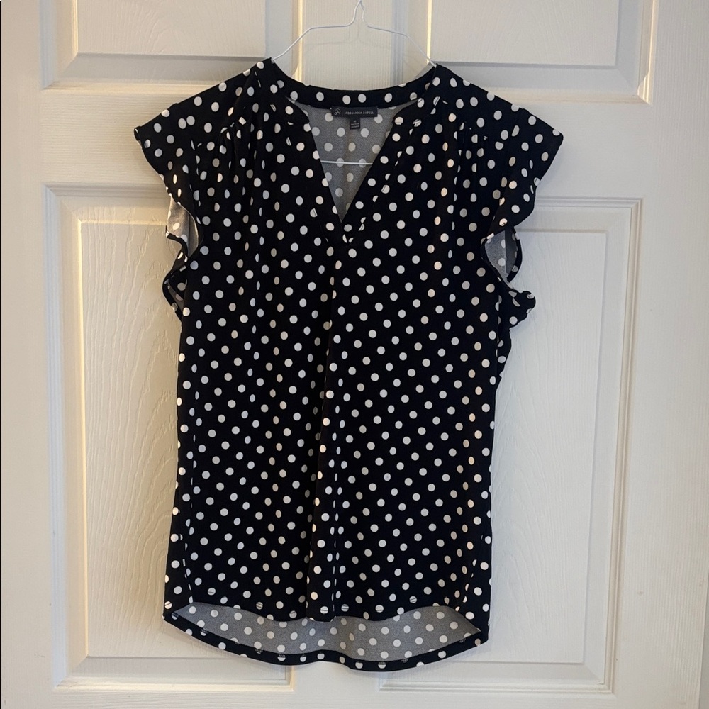 Adrianna Papell Black and White Polka Dot Blouse